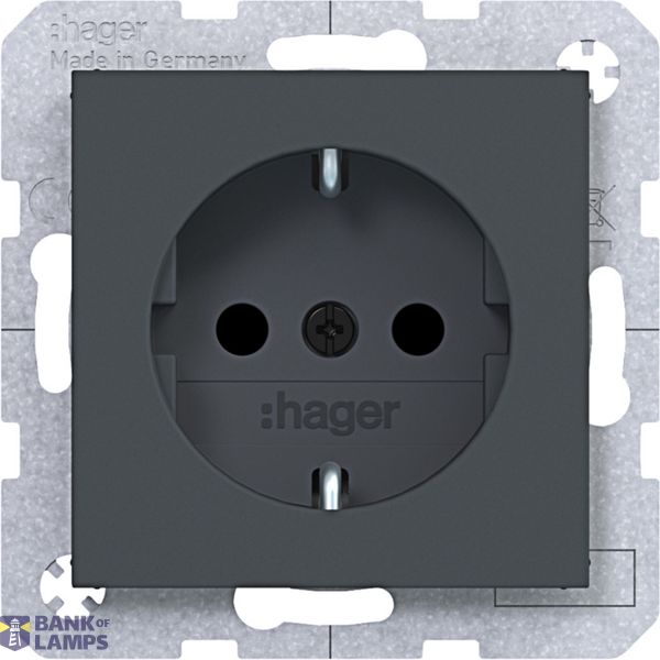 SCHUKO wall socket, Safety Plus, plug-in type, A.x/C.x, anthracite image 1