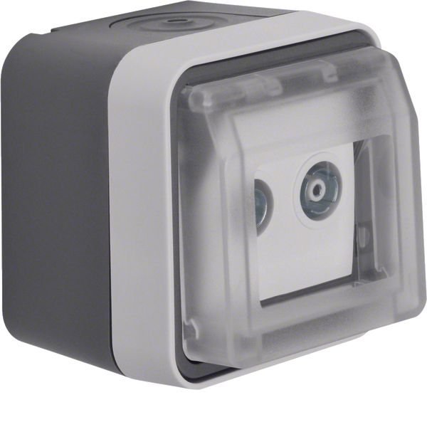 Aerial soc., 2hole hinged cover surf.-mtd, single soc., W.1, light gre image 1