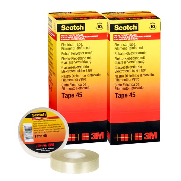 3M™ Filament Reinforced Electrical Tape 45, Clear, 19mm x 20m, 20 Roll image 4