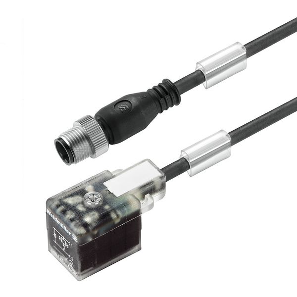 Valve cable (assembled), Straight plug - valve plug, DIN design B (10 mm), M12 = A-coded, Cable length: 10 m, PUR, black image 2