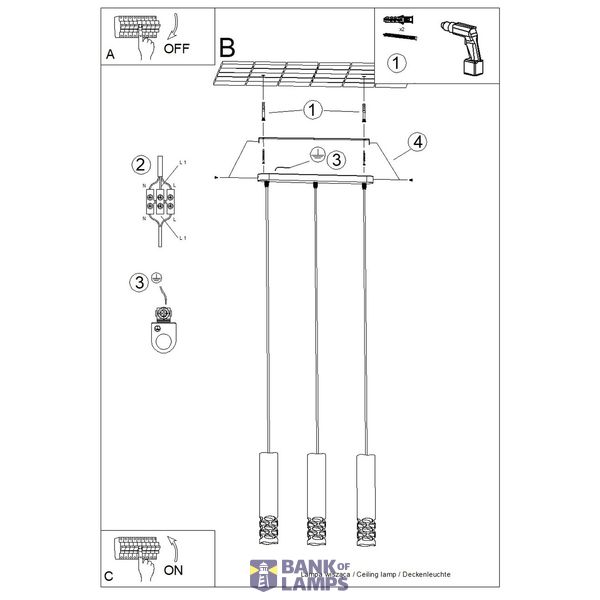 Pendant lamp LIRO 3L white image 4
