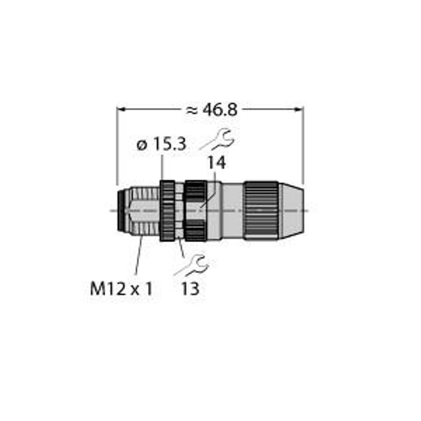 Field-Wireable Connector Male Connector M12 × 1, Straight   HAS8141-0 image 1