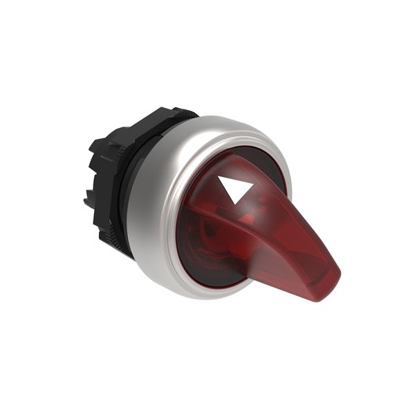 Illuminated selector switch actuator Ø22mm Platinum series chromed plastic, 2 position, 0 - 1. Red image 1