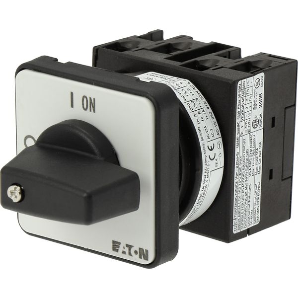 T0-2-1/E On-Off switch, T0, 20 A, flush mounting, 2 contact unit(s), 3 pole, with black thumb grip and front plate image 9