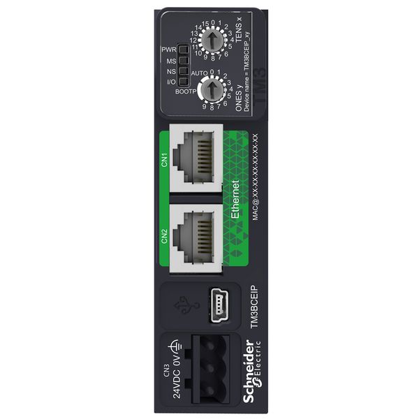 I/O distributed module, Modicon TM3, IP20 Optimized Bus Coupler Ethernet Interface image 1