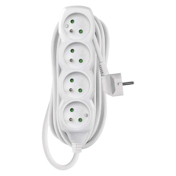 Extension Cord 5 m / 4 sockets / white / PVC / 1 mm2 image 1