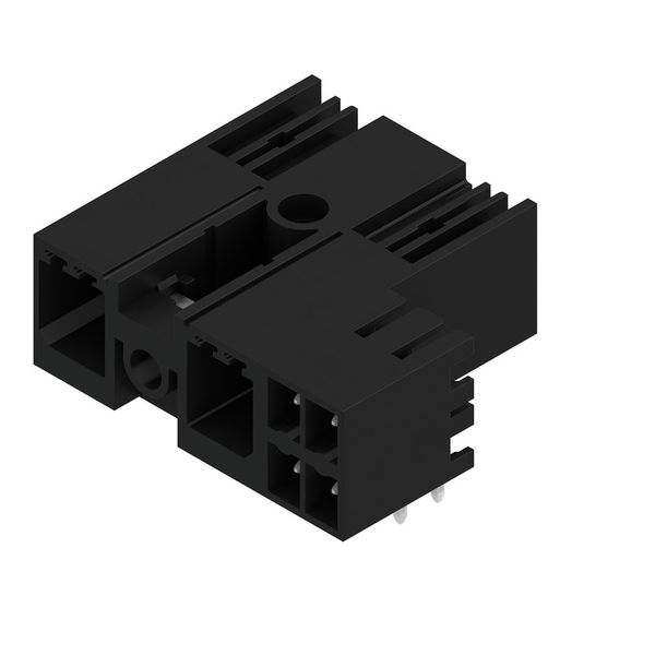 PCB plug-in connector, male header, closed side, Middle flange, THT solder connection, 7.62 mm, Number of poles: 2, 90°, Solder pin length (l): 3.5 mm, tinned, black, Box image 4
