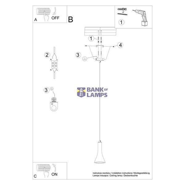 HANGING LAMP REA 1 CONCRETE E14 1X12W IP20 image 5