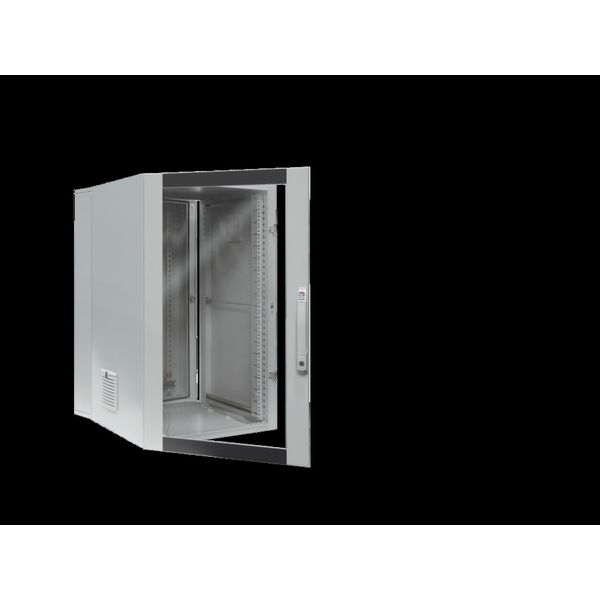 Wall-mounted enclosure 3-part, pre-configured with: Solid gland plate, top, with brush strip at the bottom, mounting rails, C rails, outlet filter, earth rail, wall-mounting bracket image 2