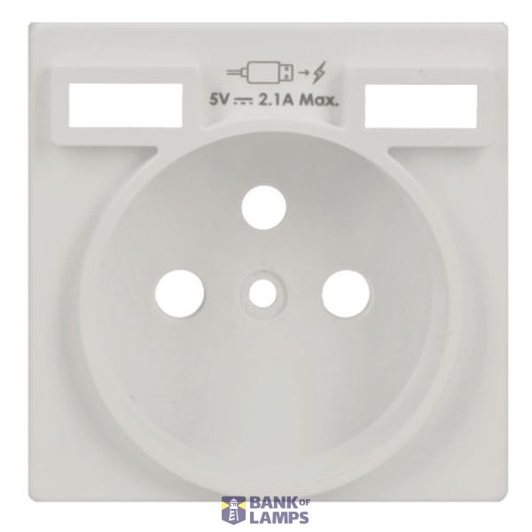 Cover for French socket outlet with 2x USB A+A charger, white image 1