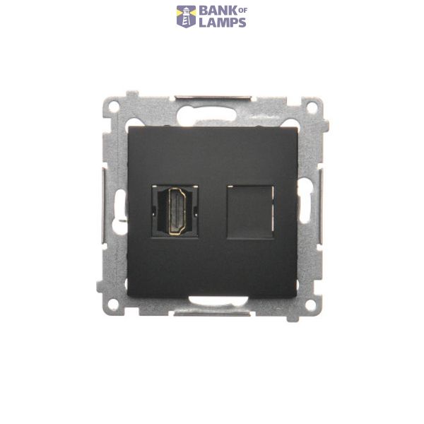 HDMI single socket, black matt image 1