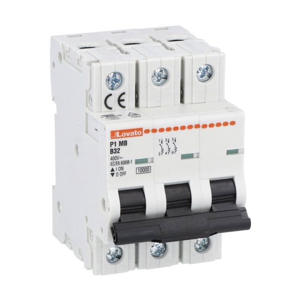 Miniature circuit breaker, 3P - 10kA. 3 modules, characteristic B, 16A image 1