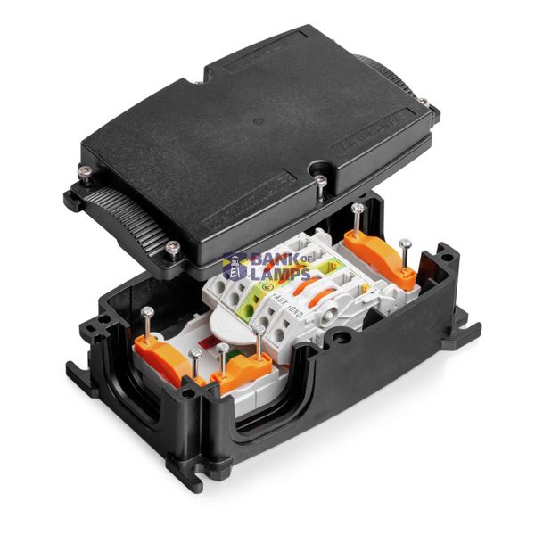 Energy distribution terminal strip with housing, DC, IP65, in complete image 1