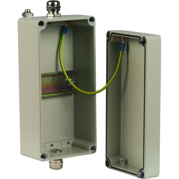 Aluminium enclosure AP-IP 65 for DIN rail mounted devices max. 5 mods. image 1