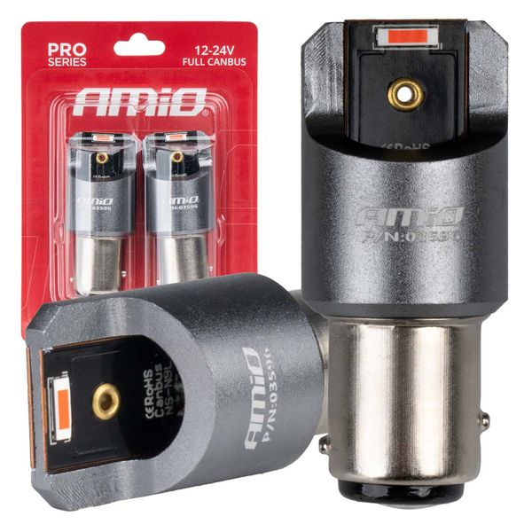 LED CANBUS PRO series BAY15D P21/5W 2x1860SMD Red 12/24V FULL CANBUS image 1