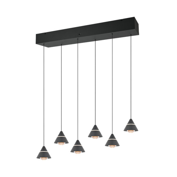 Romeo LED pendant 6-pc matt black image 1