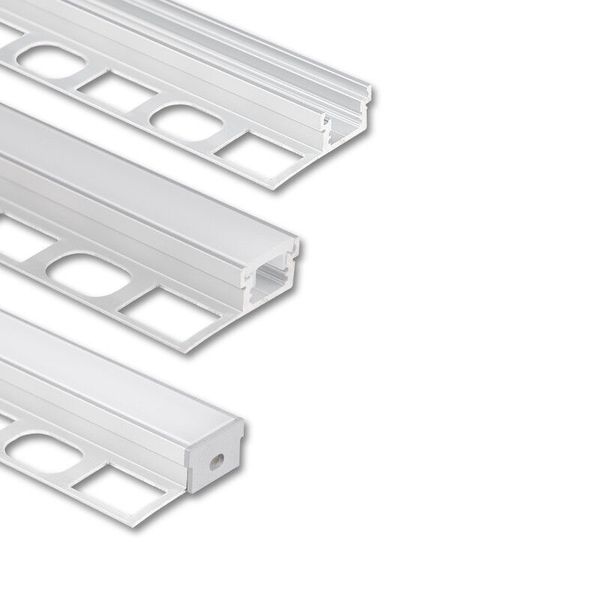 DA aluminum profile for tiles and paving 41x12mm, Whitey diffus., 1m image 1