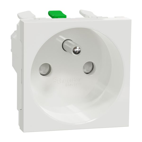 Unica - Socket 250V/16A 2P+E, shutters, screwless, White (NU305918E) image 1