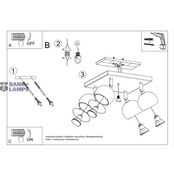 CEILING LAMP OCULARE 4 WHITE GU10 4X40W IP20 image 5