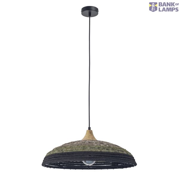 DE-0203-NAT Pendant IP20 Korg E27 15 Light wood Black image 1