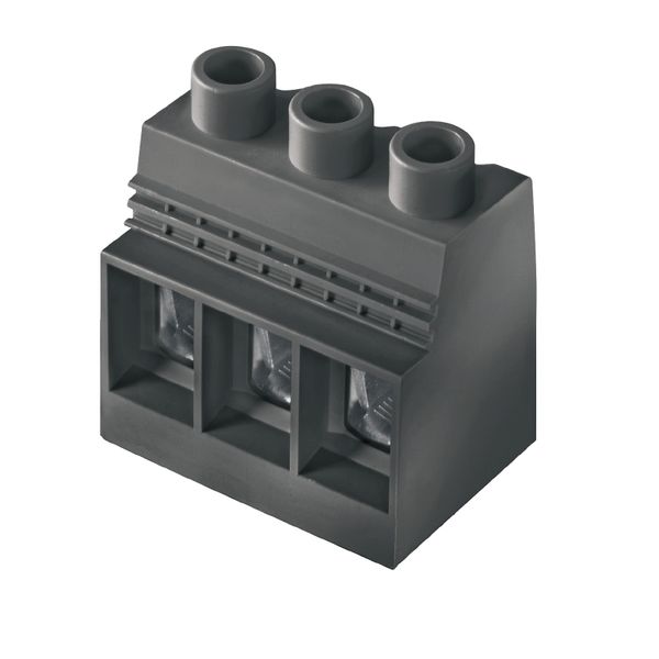 Printed circuit board terminals, 15.00 mm, Number of poles: 8, 90°, Solder pin length (l): 4.5 mm, tinned, black, Clamping yoke connection, Clamping range, max. : 50 mm², Box image 1