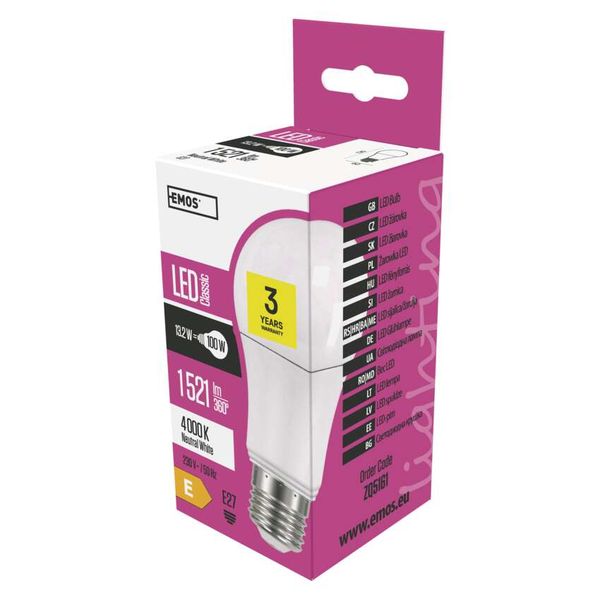 LED bulb Classic A60 / E27 / 13.2 W (100 W) / 1 521 lm / neutral white image 1