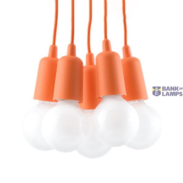 Hanging lamp DIEGO 5 orange E27 5x60W IP20 image 2