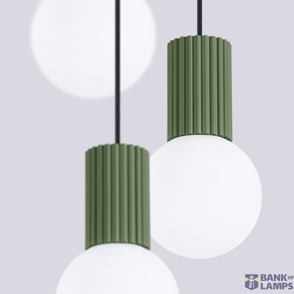 Pendant lamp HALO 3P olive green image 3