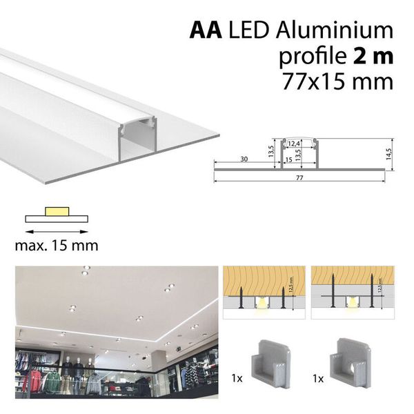 Aluminum profile for plasterboards AA 2m Whitey diffus., 2x end image 1