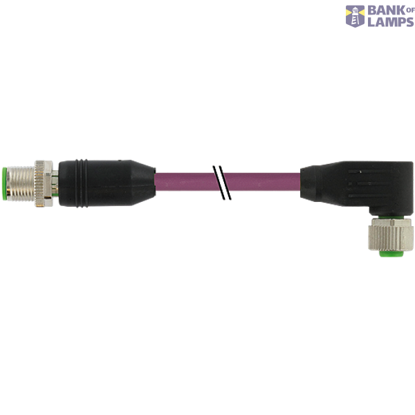 M12 male 90° / M12 female 90° A-cod. PUR AWG24+22 shielded vt UL/CSA+d image 2