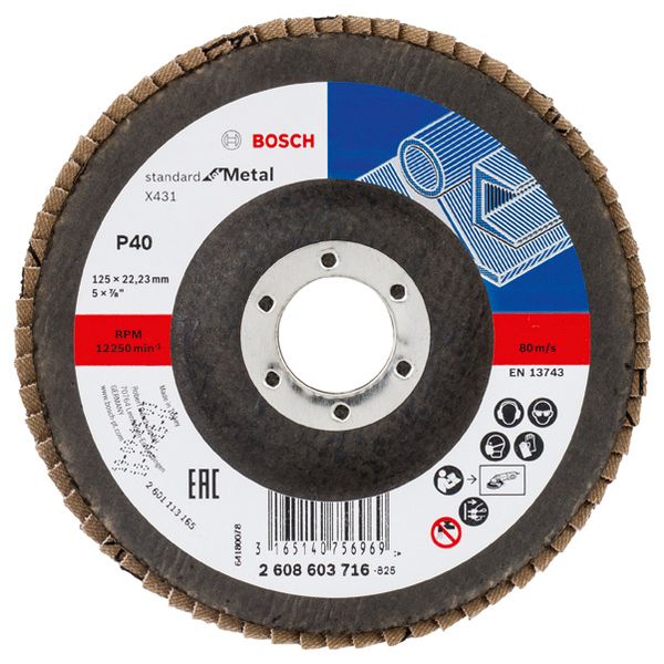 X431 flap disc, Standard for Metal 125 mm, 22.23 mm, 40 image 1