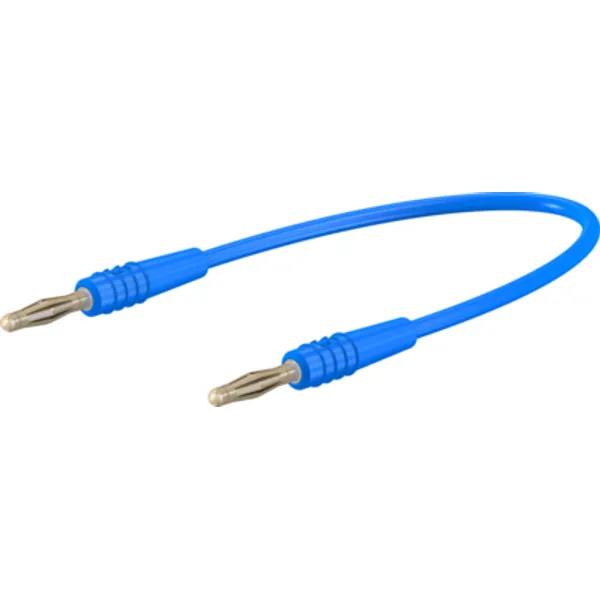 Measuring lead with (2 mm plug, spring-loaded, straight) to (2 mm plug, spring-loaded, straight), 600 mm, blue, PVC, 0.5 mm², 28.0047-06023 image 1