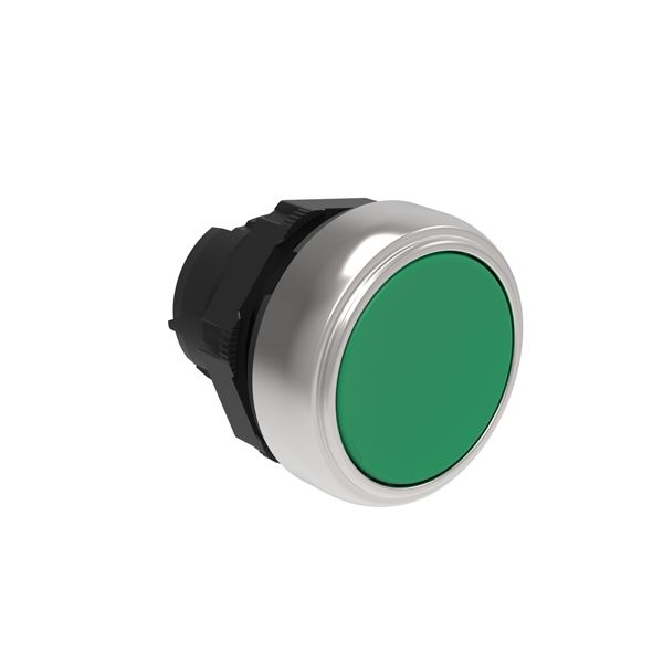 Push-Push button actuator Ø22mm Platinum series chromed plastic, flush. Push ON-Push OFF, green image 1