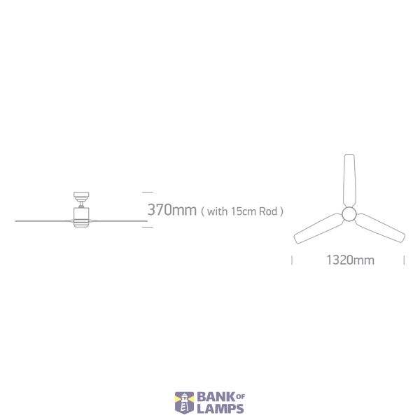 DARK WOOD BLACK ROD FAN 35W LED 22W CCTV IP20 230V image 2