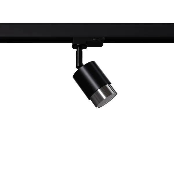 TRACK LAMP 3 PHASE MOVABLE NERO BLACK/CHROME GU10 4000K 7W 530LM image 1