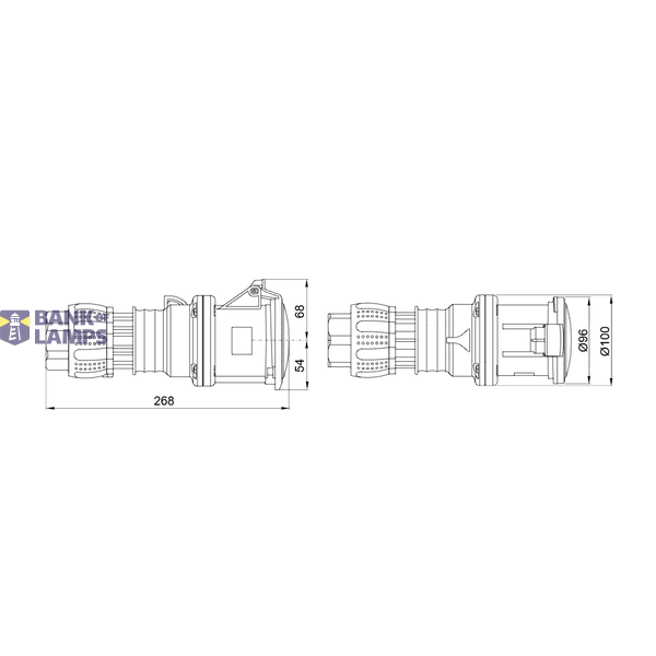 STRAIGHT CONNECTOR HP - IP44/IP54 - 3P+E 63A 380-415V 50/60HZ - RED - 6H - MANTLE TERMINAL image 1