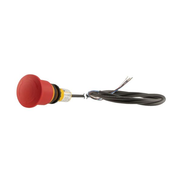 C22-PVT45P-K11-P62 Emergency stop/emergency switching off pushbutton, Palm-tree shape, 45 mm, Turn-to-release function, 1 NC, 1 N/O, Cable (black) with non-terminated en image 9
