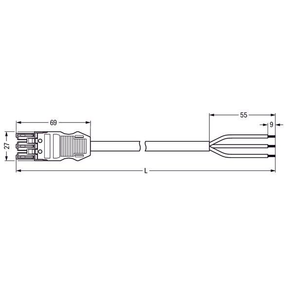 pre-assembled connecting cable;Socket/open-ended;3-pole;gray image 3