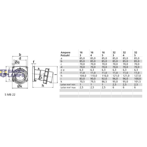TCD 6h 63A 5P 400V IP67 107x100 Aanb Sch Ni image 3