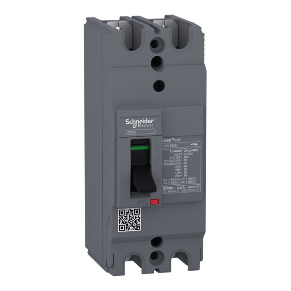 circuit breaker,EasyPact EZC100H ,TMD, 60A ,2 poles 2d image 1