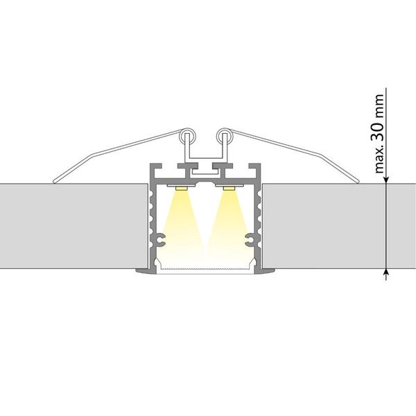 Built-in aluminum profile AE for plasterboard, 44x35mm, incl. matte diffuser, 2 m image 1