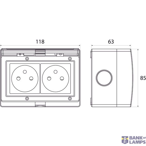 G2N IP55 surface-mounted double socket "AQUA55" image 2