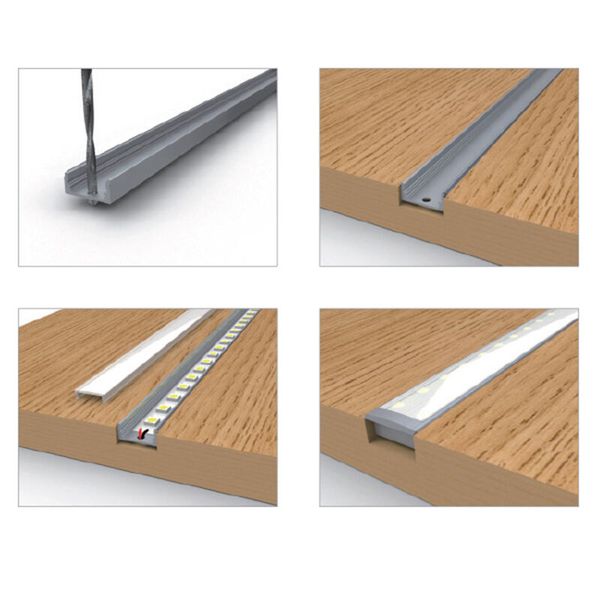 Attached aluminum profile PQ 17x8 mm White diffuser 1 m image 1