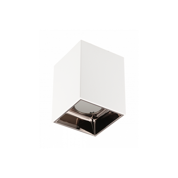Ceiling luminaire housing ARIES, PC, 77x100mm, IP20, max. 20 W, square, white/black chrome image 1