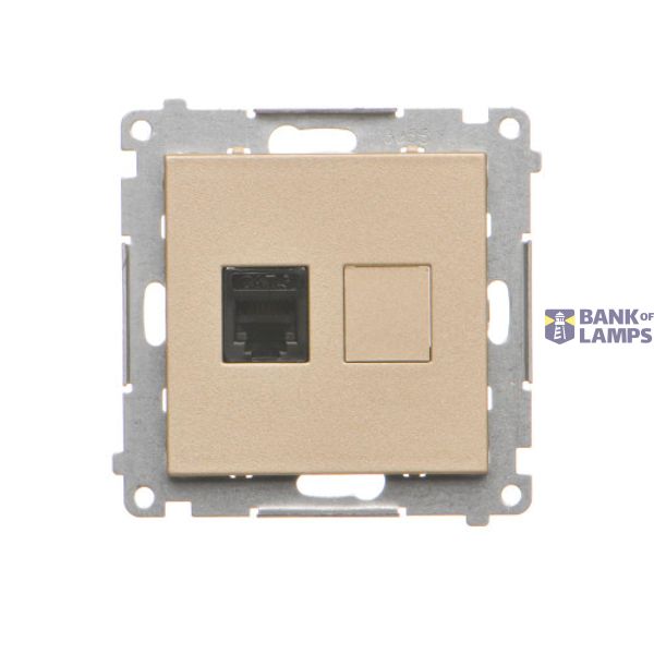 RJ12 single telephone socket, champagne matt image 1