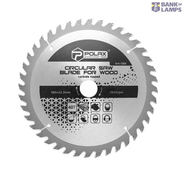 Circular saw blade for wood, carbide tipped 180x22.2/20, 40Т image 1