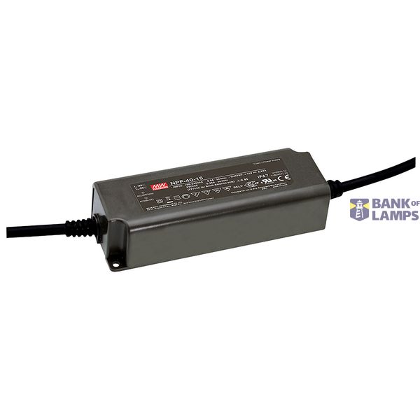 NPF-40-15 Led driver, IP67 40W, 15V, 2.67A CV+CC, MEAN WELL image 1