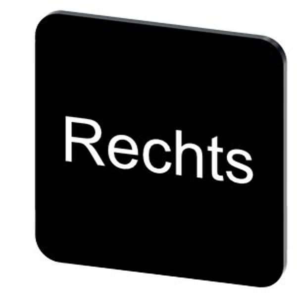 Labeling plate 22 x 22 mm, label black, labeling: Rechts image 1