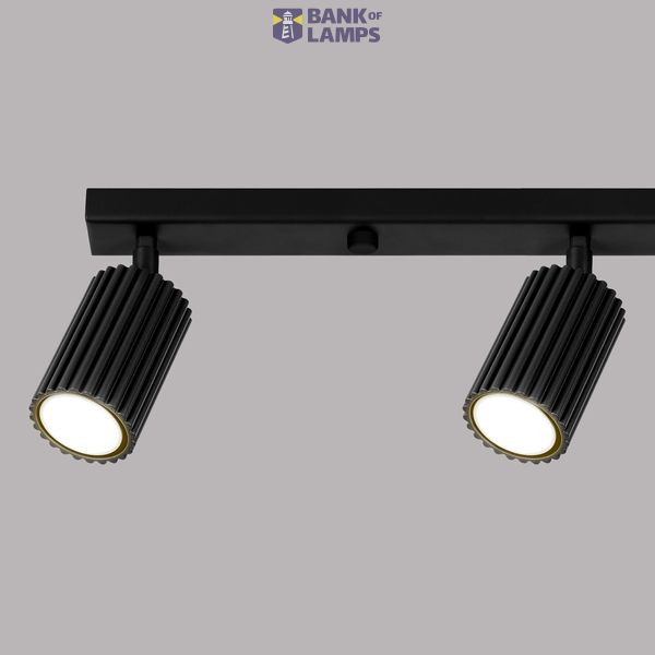 BLACK CARBON CEILING LAMP OBLONG STRIP WITH 4 MOVABLE GU10 SPOTLIGHTS image 5