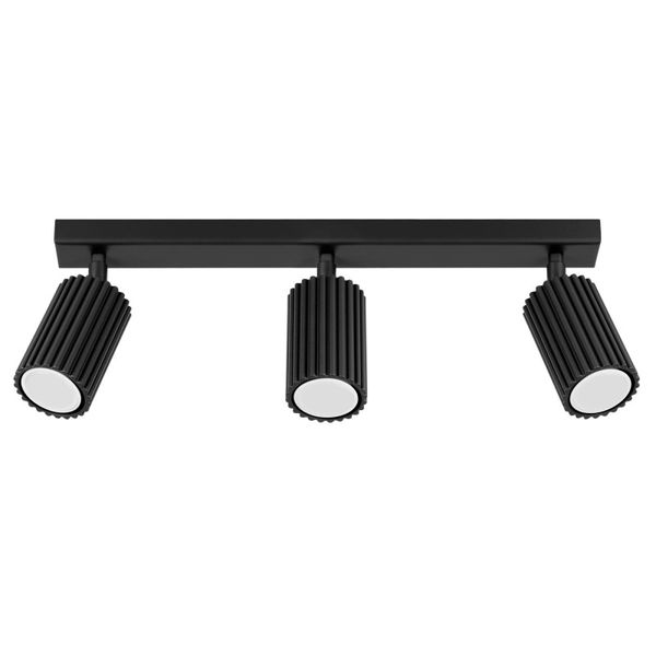 CEILING LAMP FROM THE KARBON SERIES, THREE MOVABLE BLACK SPOTLIGHTS FOR DINING ROOM image 1